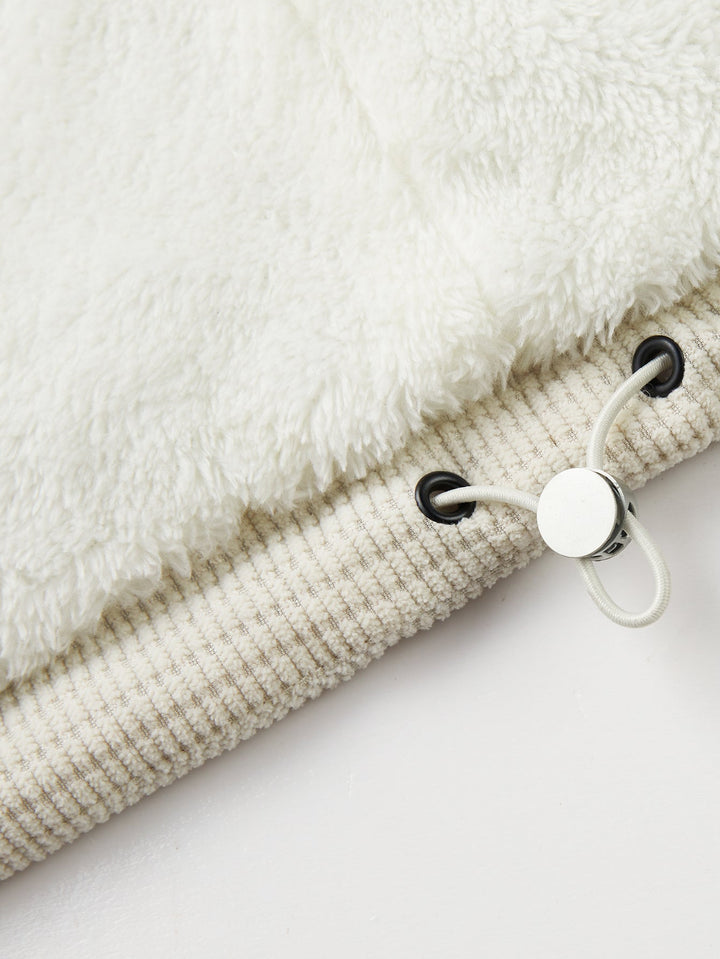 Teddy-lined corduroy quilted jacket with hood