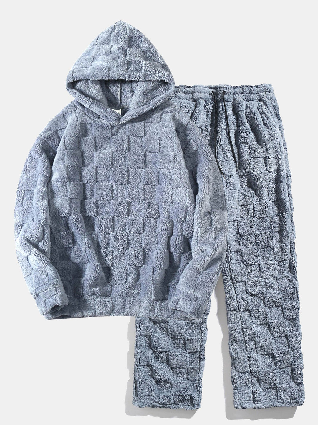 Checkerboard Teddy Hoodie & Straight Leg Pants