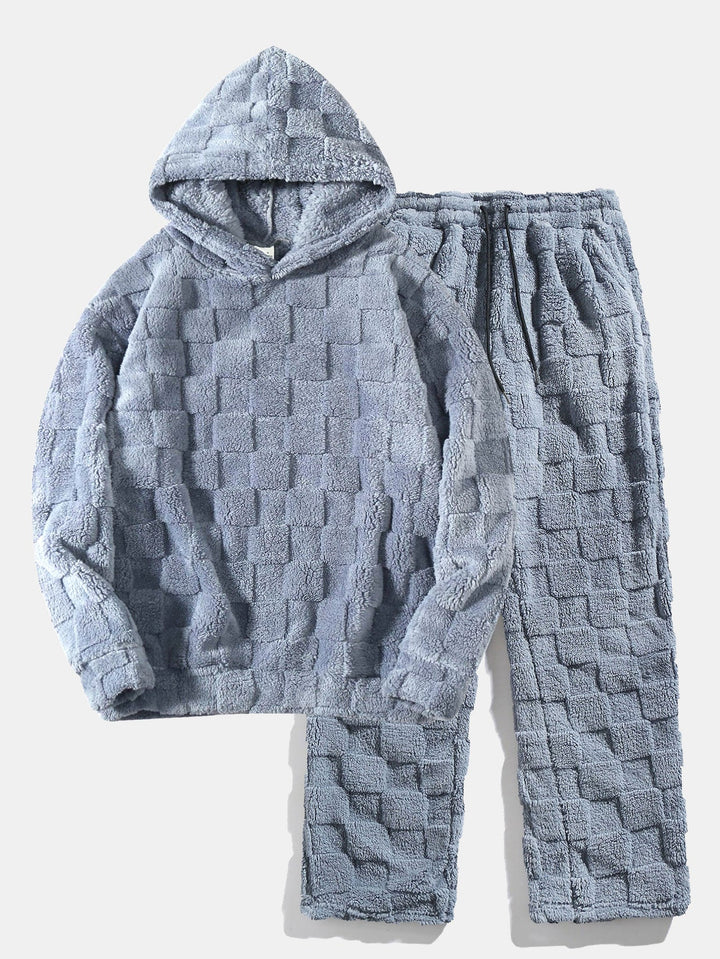 Checkerboard Teddy Hoodie & Straight Leg Pants