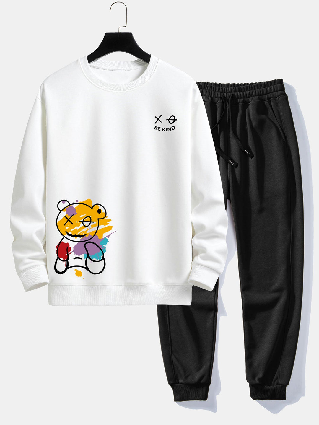 Graffiti Bear Print Relax Fit Sweatshirt & Joggingbroek