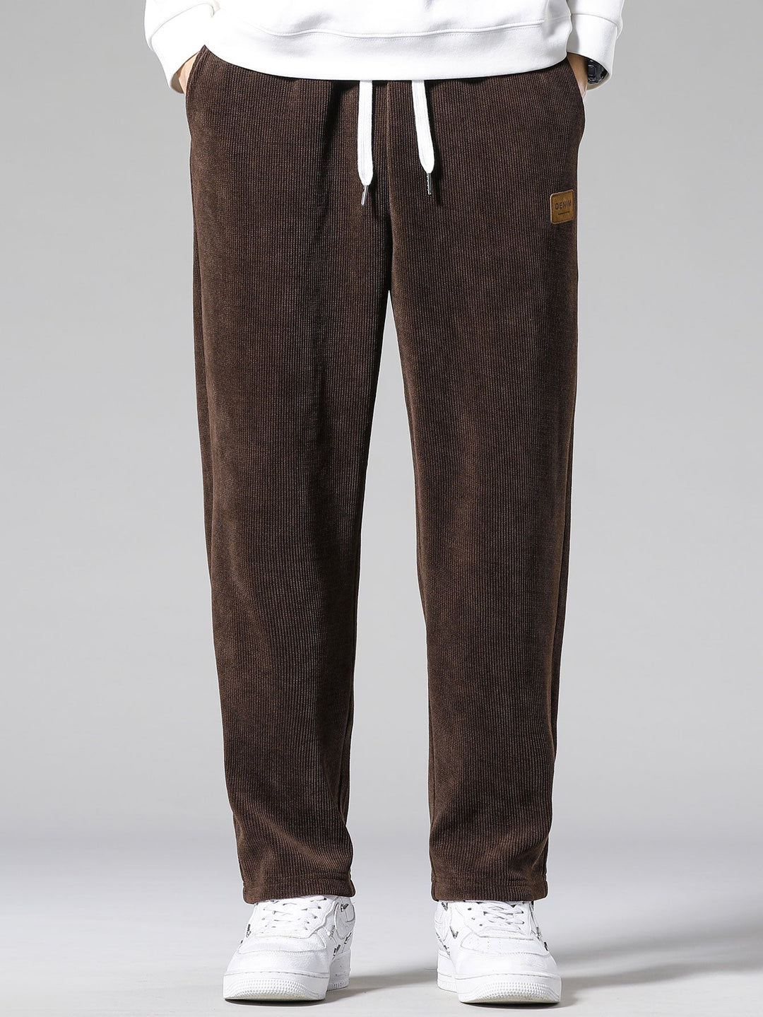 Slogan Achterdruk Relax Fit Hoodie & Rechte Pijpen Corduroy Broek