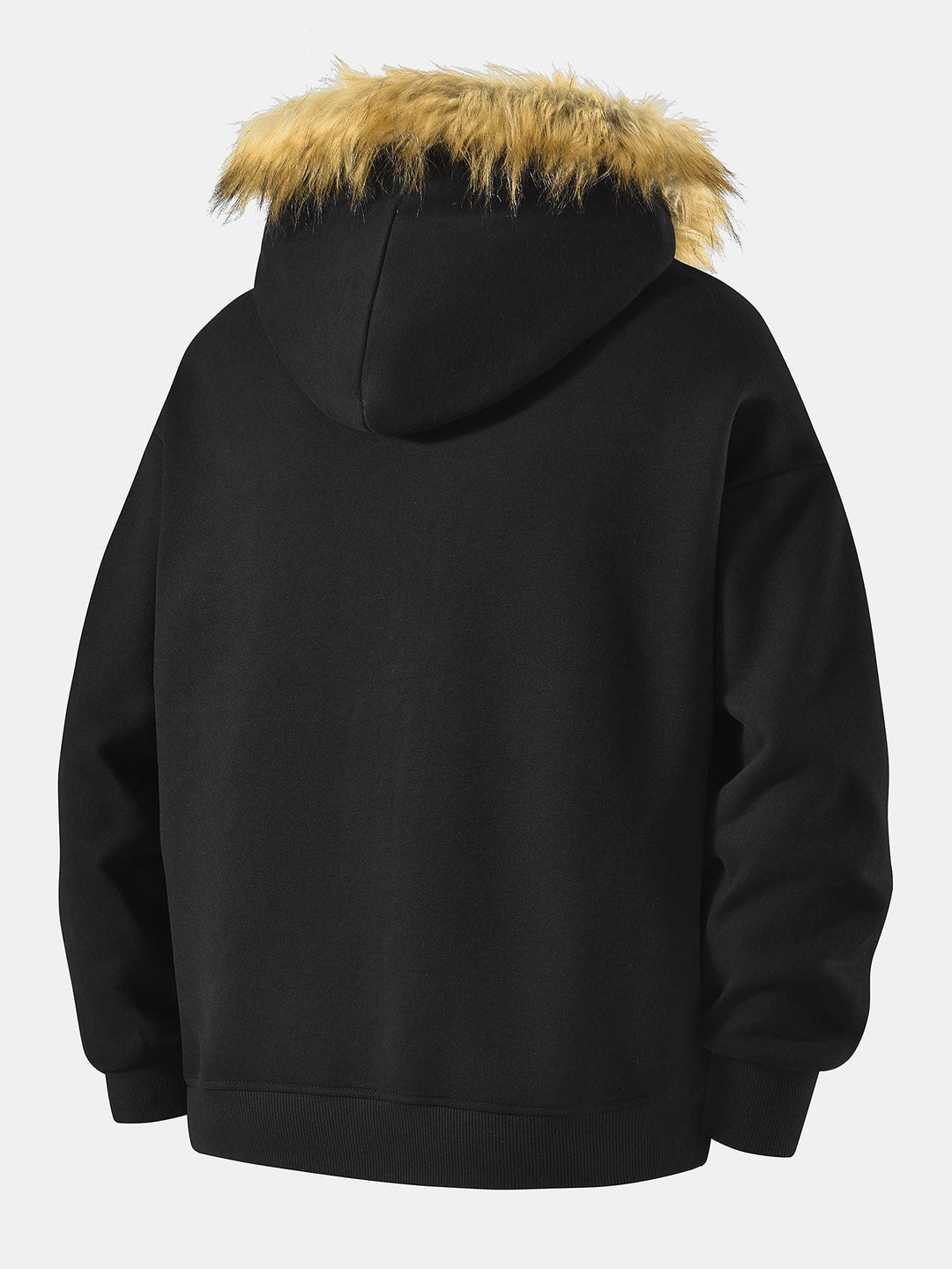 Relaxed faux fur collar zip-up hoodie