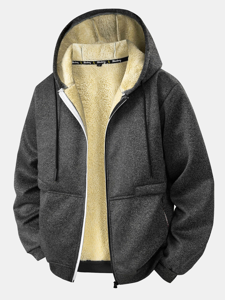 Teddy-lined zipper hoodie