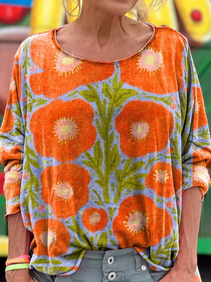 Damesoverhemd met bloemenprint, casual katoen-linnen model.              WORD LID VAN DE FREE SPIRIT-FAMILIEWELKOM BIJ THE VIBEJE BENT AL BINNEN