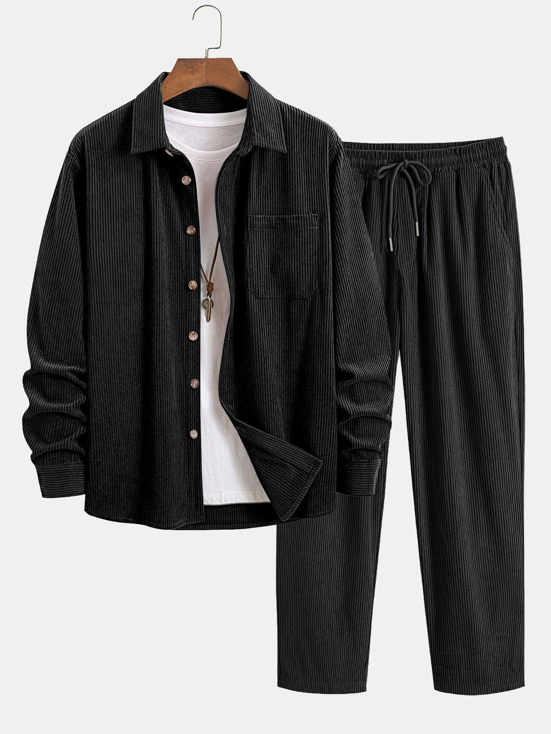 Corduroy Overhemd met Knopen & Rechte Corduroy Broek