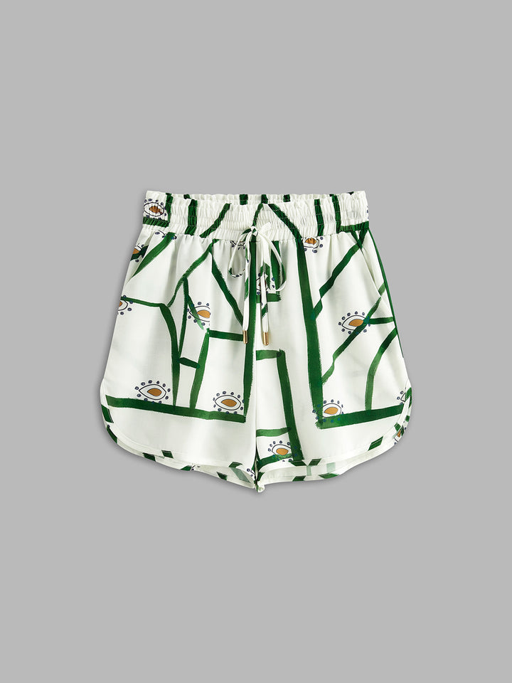 Camille l Print Drawstring Shorts Set