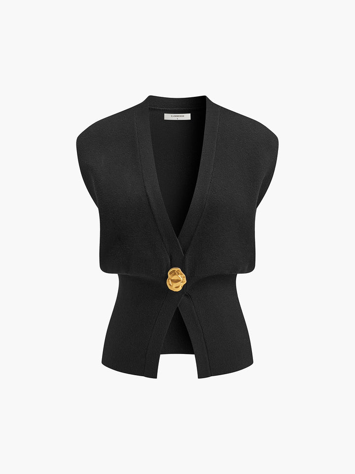 Isabelle l V-Neck Buttoned Detail Sweater Vest