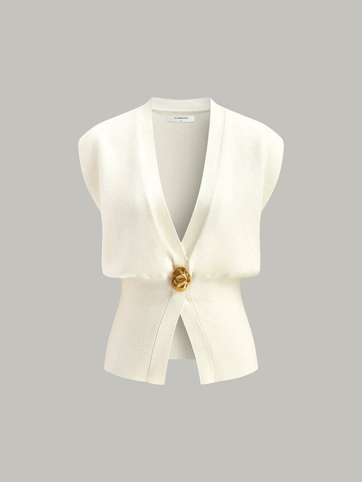 Isabelle l V-Neck Buttoned Detail Sweater Vest