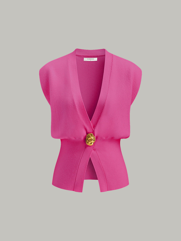Isabelle l V-Neck Buttoned Detail Sweater Vest