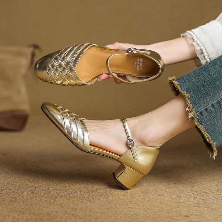 Marais Woven Leather Heels