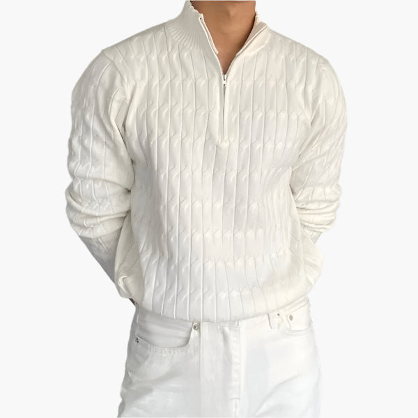 George l Half-Zip Cable Knit Sweater