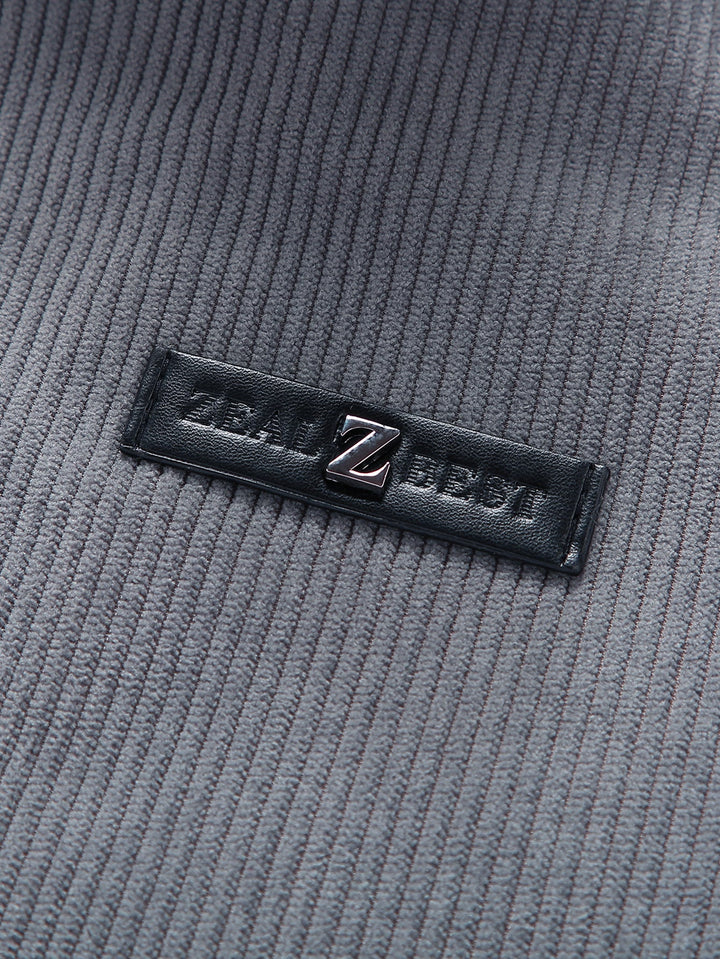 Teddy-lined corduroy jacket with zipper closure