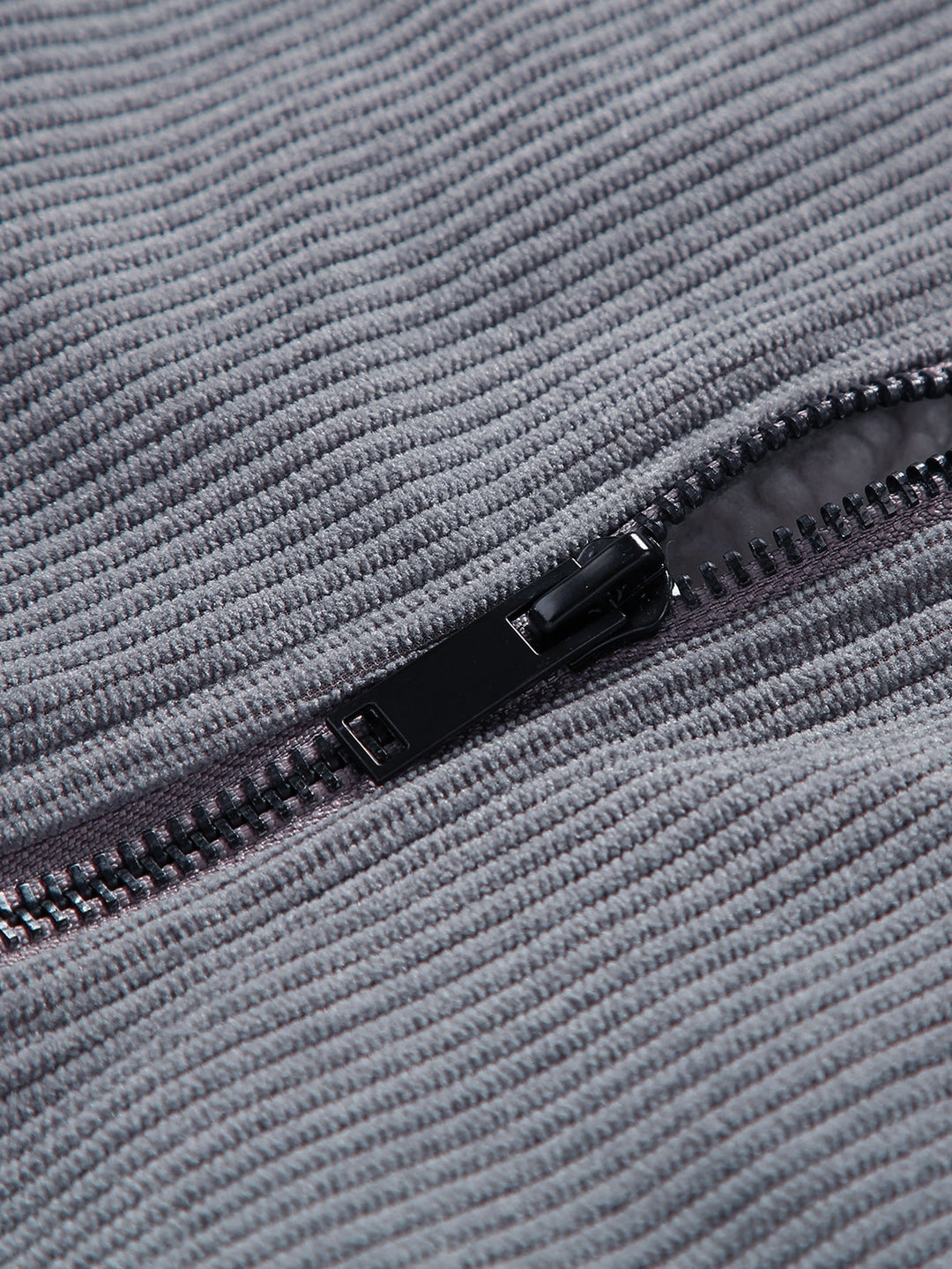 Teddy-lined corduroy jacket with zipper closure