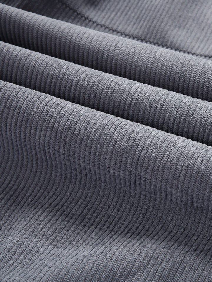 Teddy-lined corduroy jacket with zipper closure