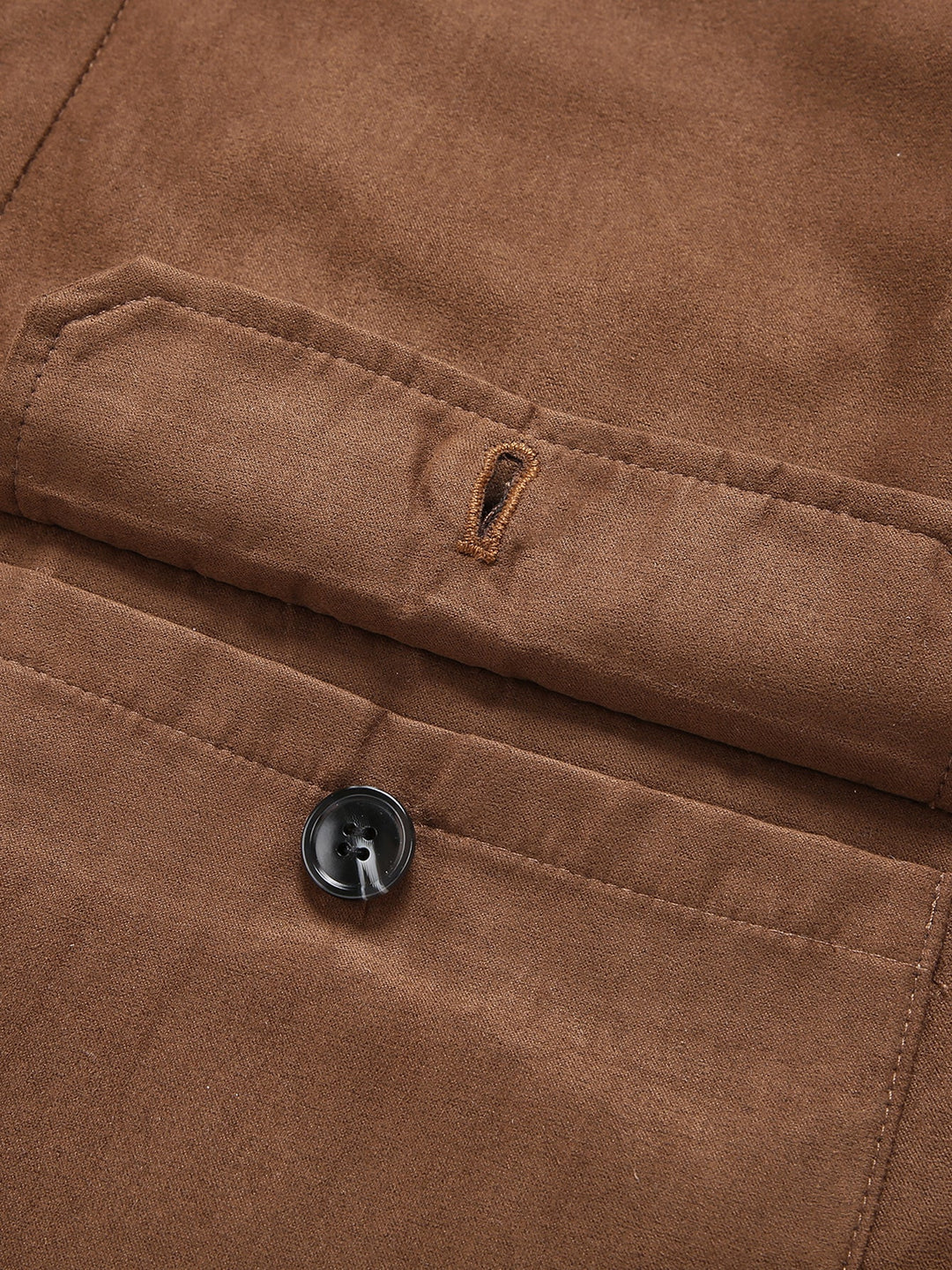 Suede jacket lined with teddy fabric and pockets