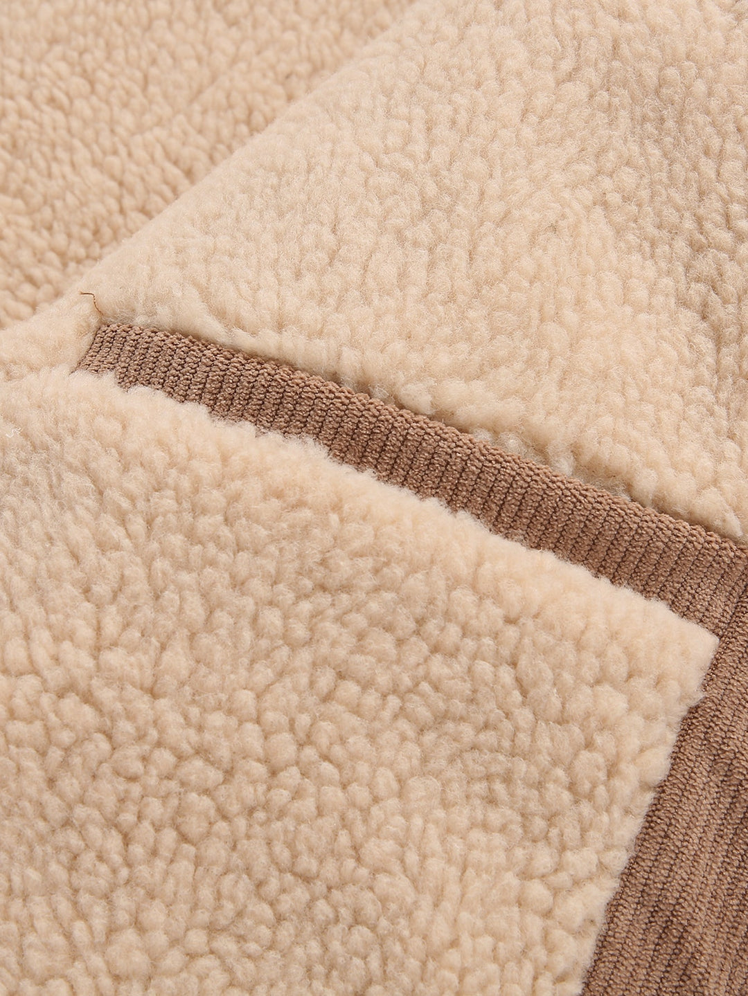 Corduroy jacket with zipper, teddy lining, and pockets