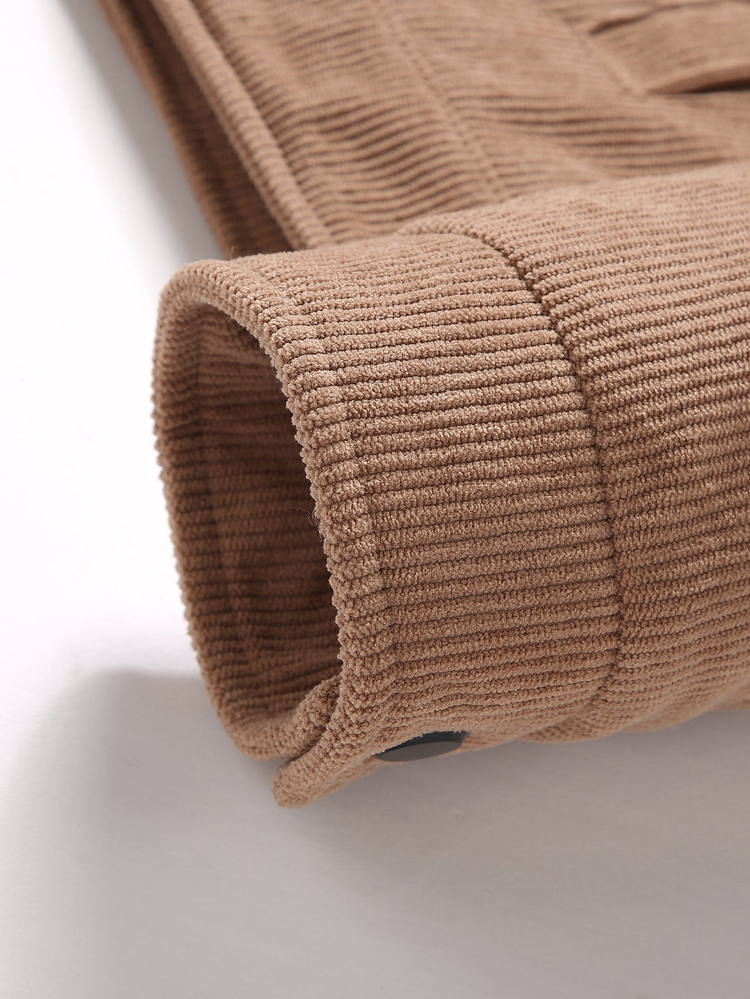 Corduroy jacket with zipper, teddy lining, and pockets