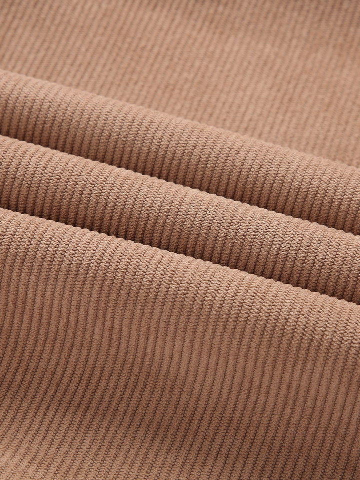 Corduroy jacket with zipper, teddy lining, and pockets