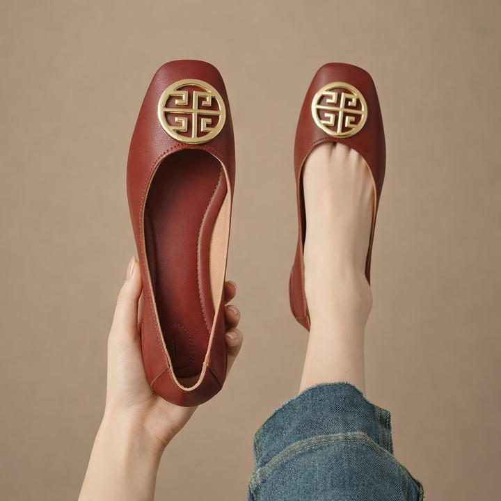 Orchard Leather Flats Beige