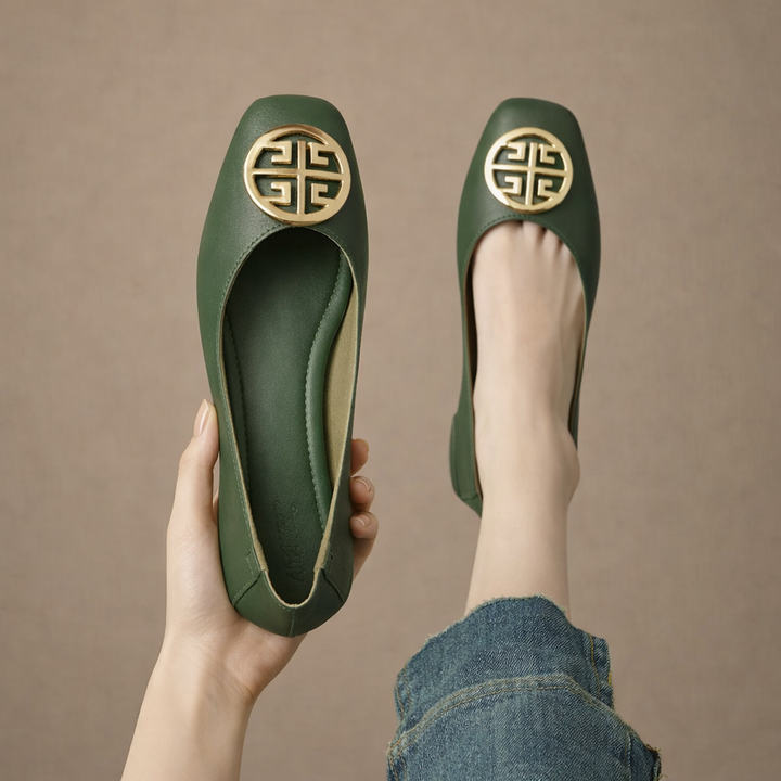 Orchard Leather Flats Beige