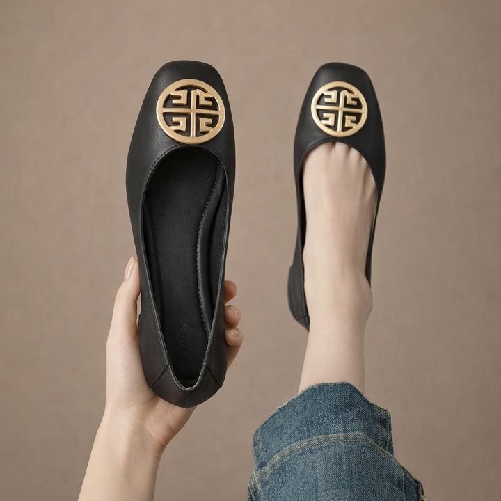 Orchard Leather Flats Beige