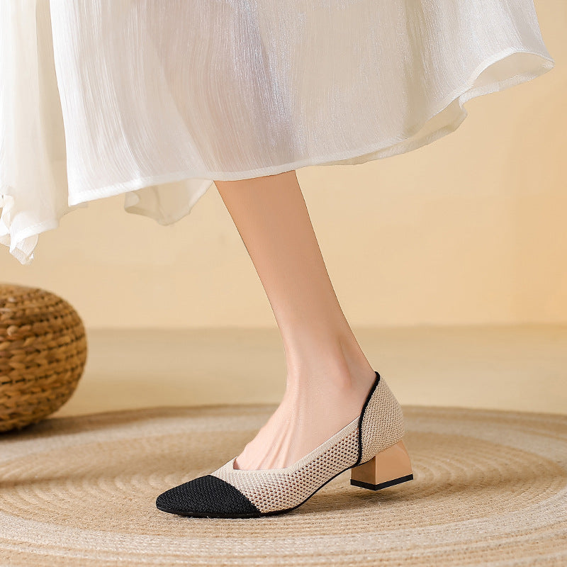 Elyss Knit Block-Heel Pump
