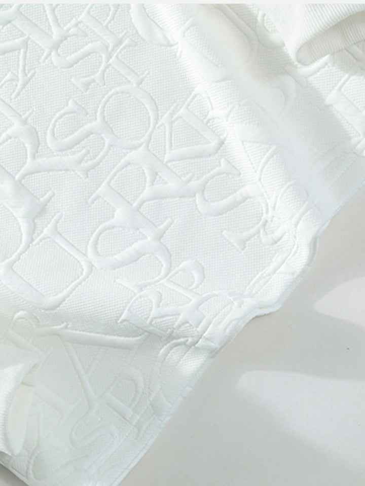 Letter Jacquard V-neck T-shirt