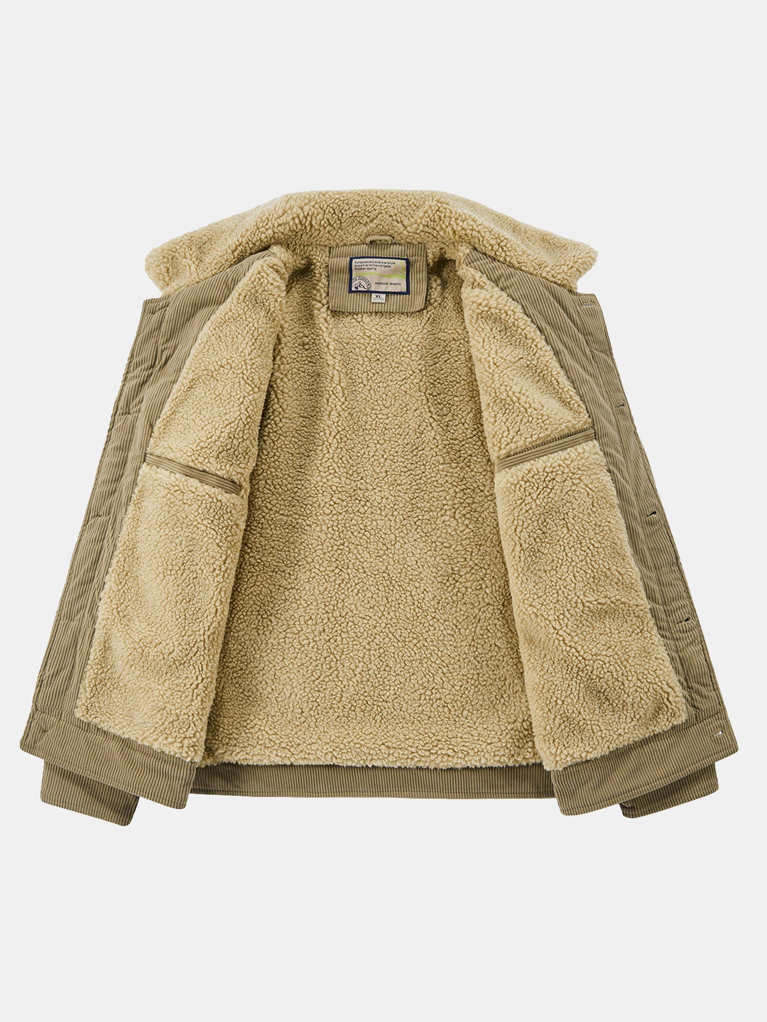 Teddy fleece-lined corduroy jacket with buttons