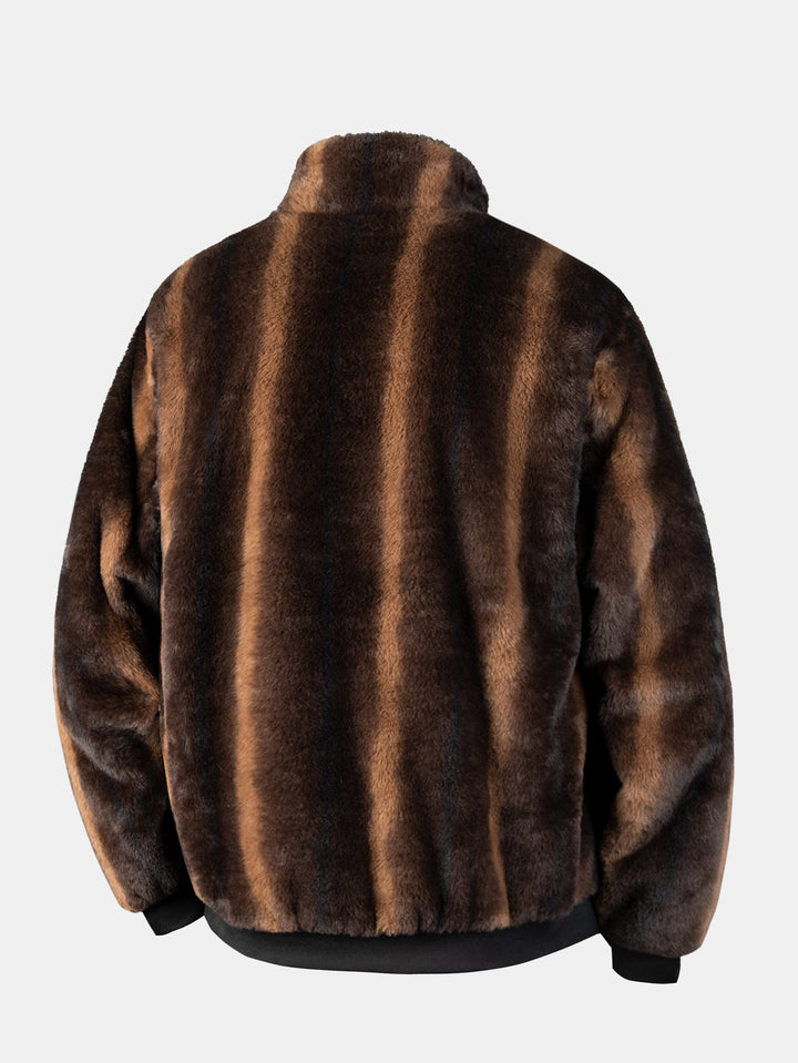 Faux fur coat with zipper