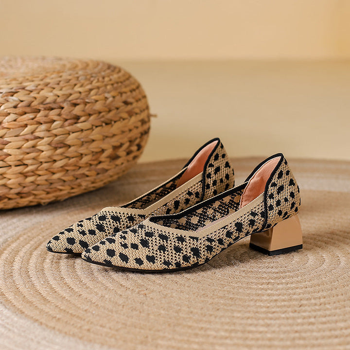 Elyss Knit Block-Heel Pump
