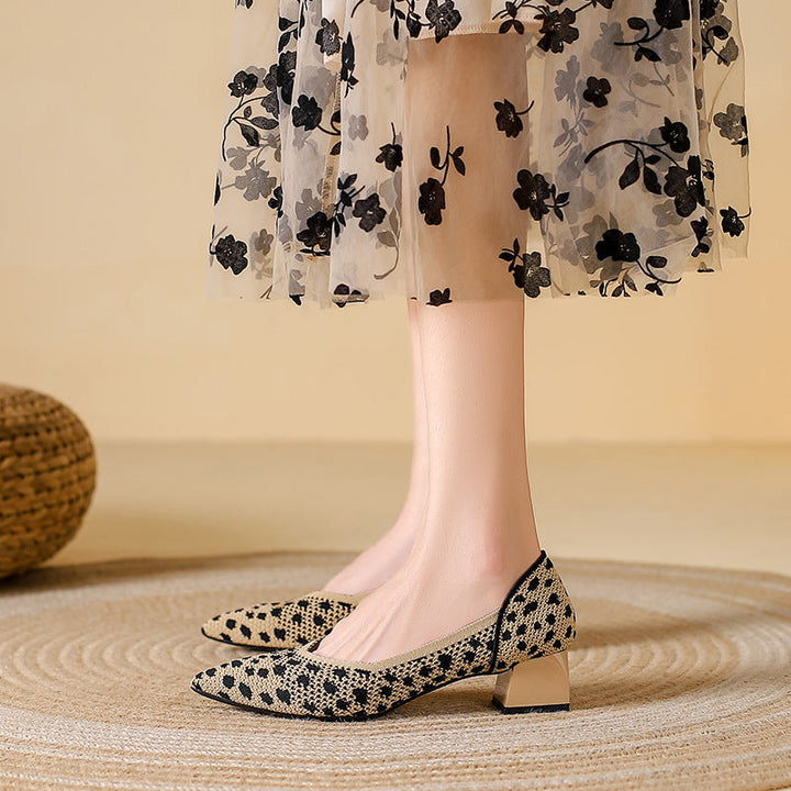 Elyss Knit Block-Heel Pump
