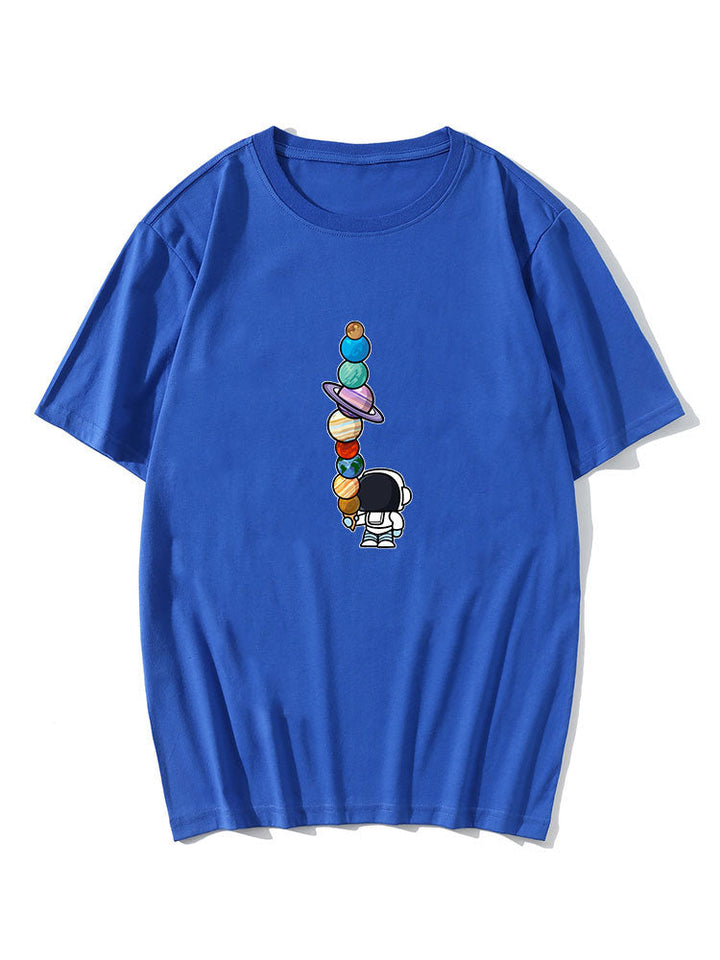 Cartoon Astronaut Print T-Shirt