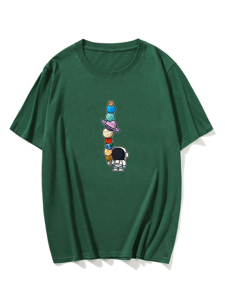 Cartoon Astronaut Print T-Shirt