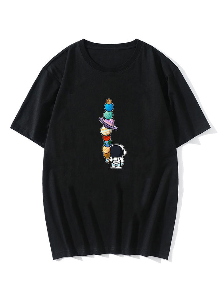 Cartoon Astronaut Print T-Shirt