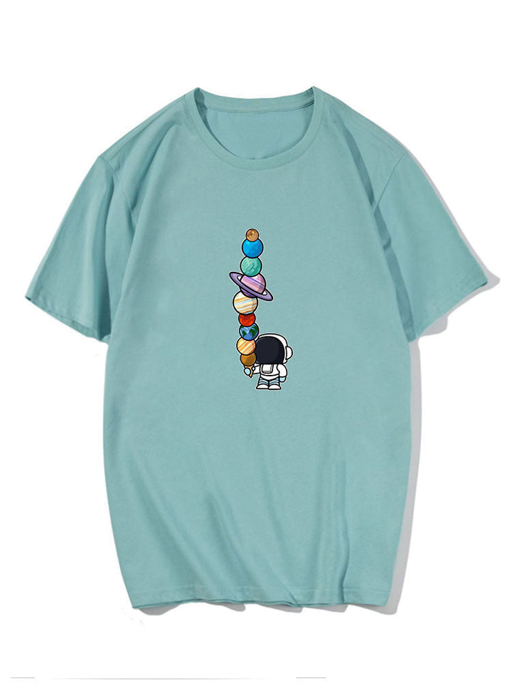 Cartoon Astronaut Print T-Shirt