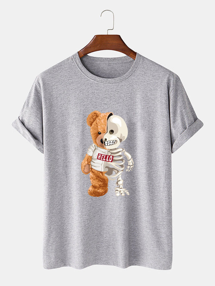 Skeleton Bear Print T-Shirt