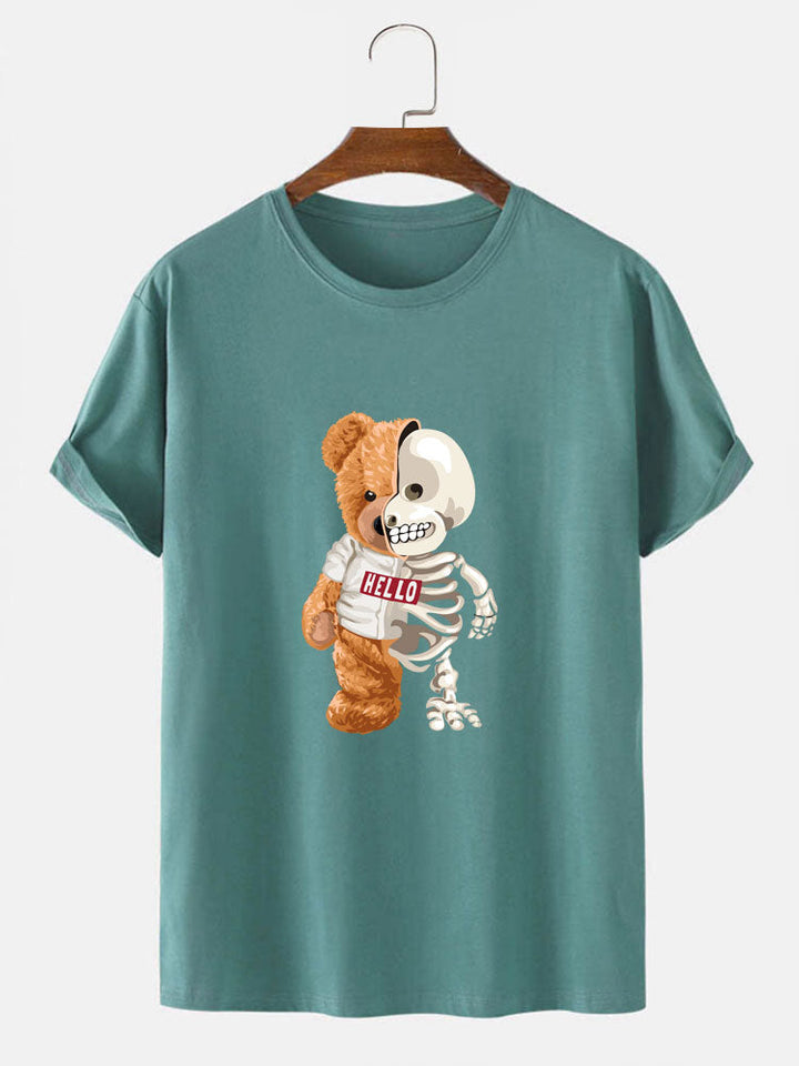 Skeleton Bear Print T-Shirt