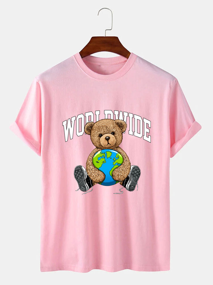 Wereldwijde Beer Print T-Shirt