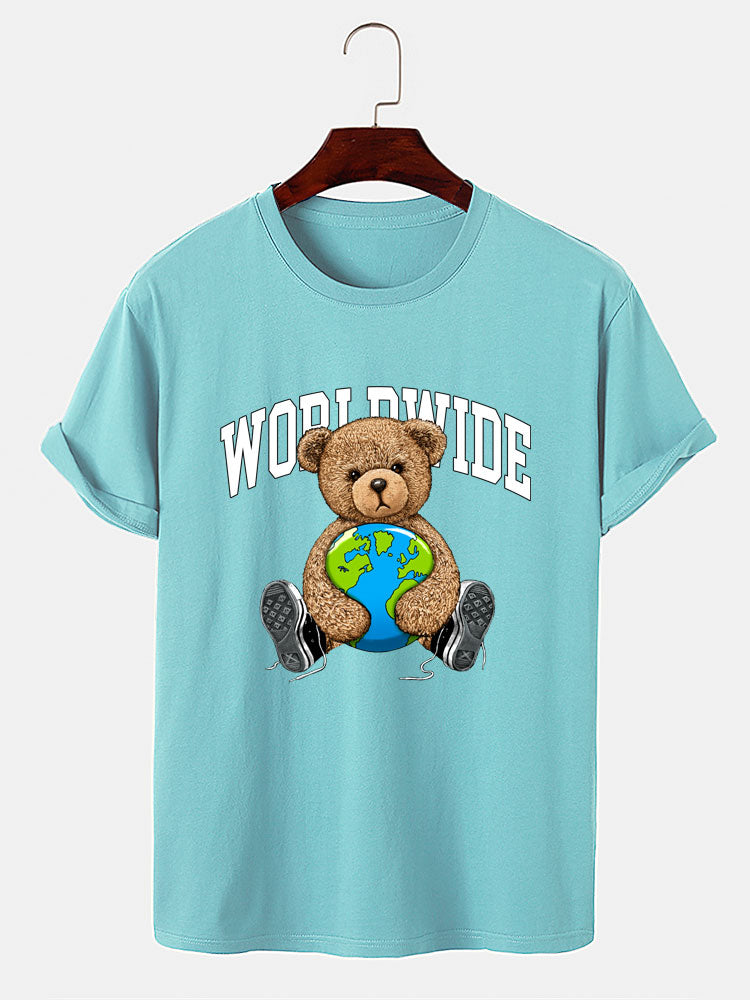 Wereldwijde Beer Print T-Shirt