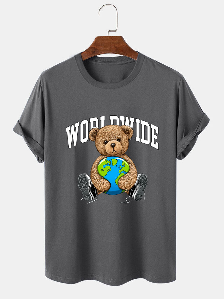 Wereldwijde Beer Print T-Shirt
