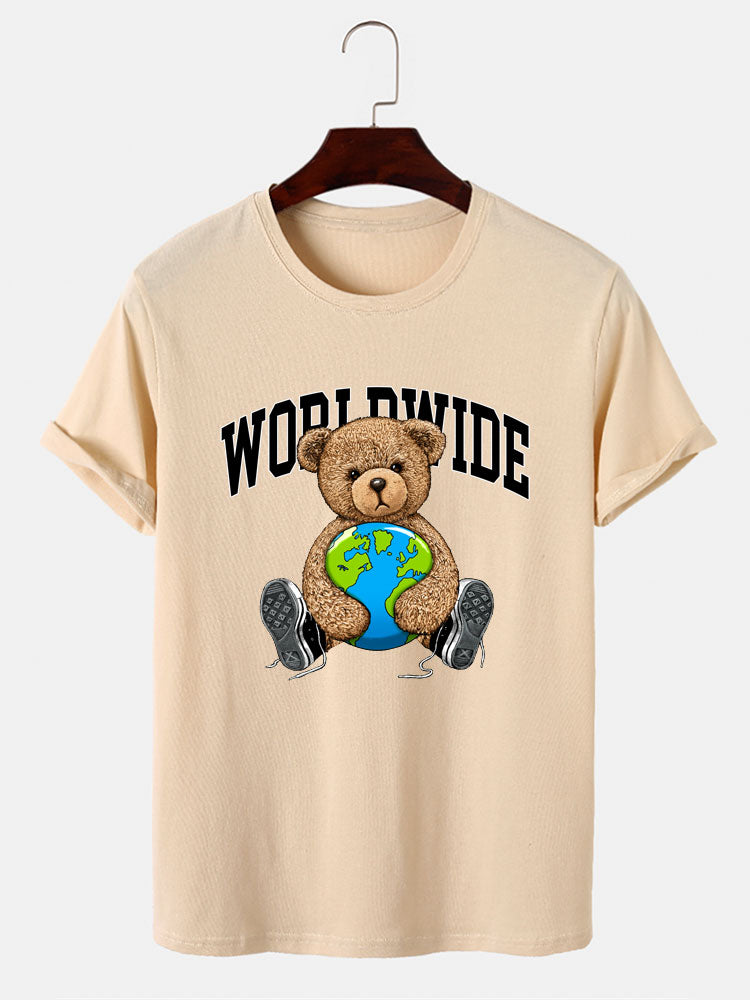 Wereldwijde Beer Print T-Shirt