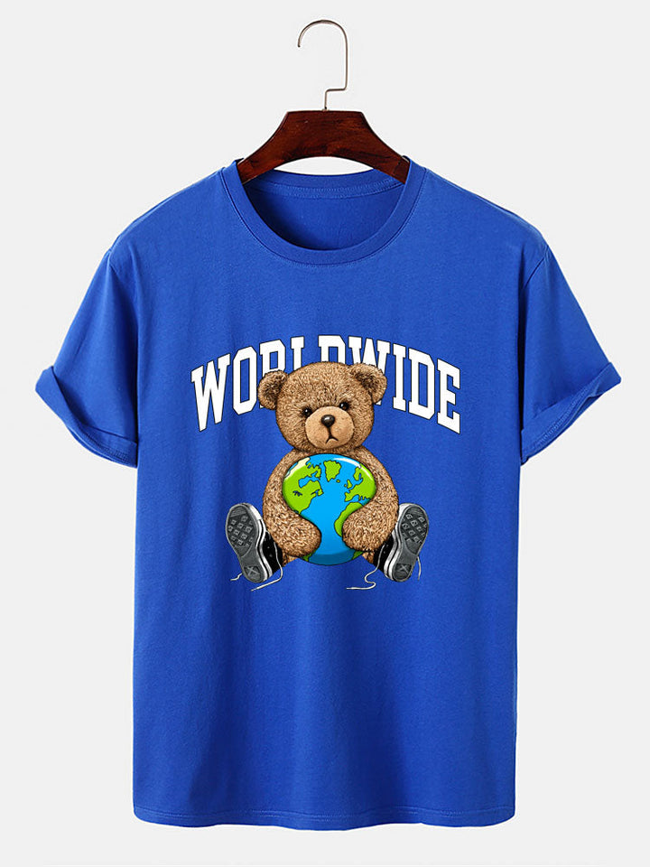 Wereldwijde Beer Print T-Shirt