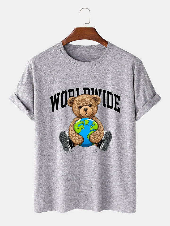Wereldwijde Beer Print T-Shirt