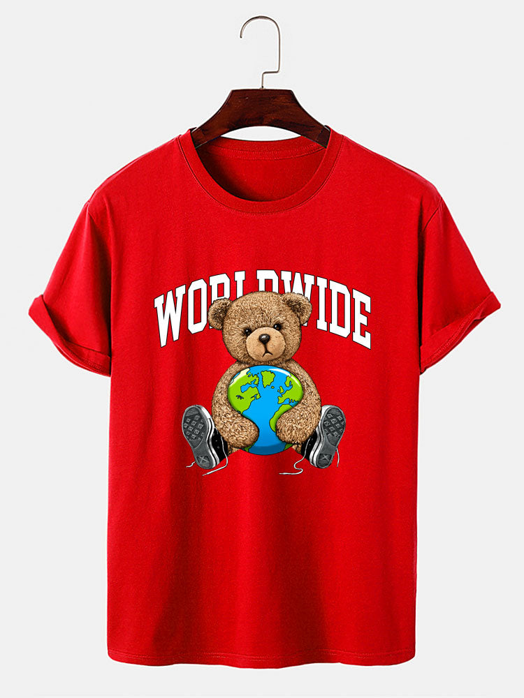 Wereldwijde Beer Print T-Shirt