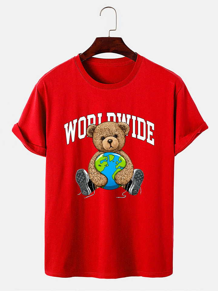 Wereldwijde Beer Print T-Shirt