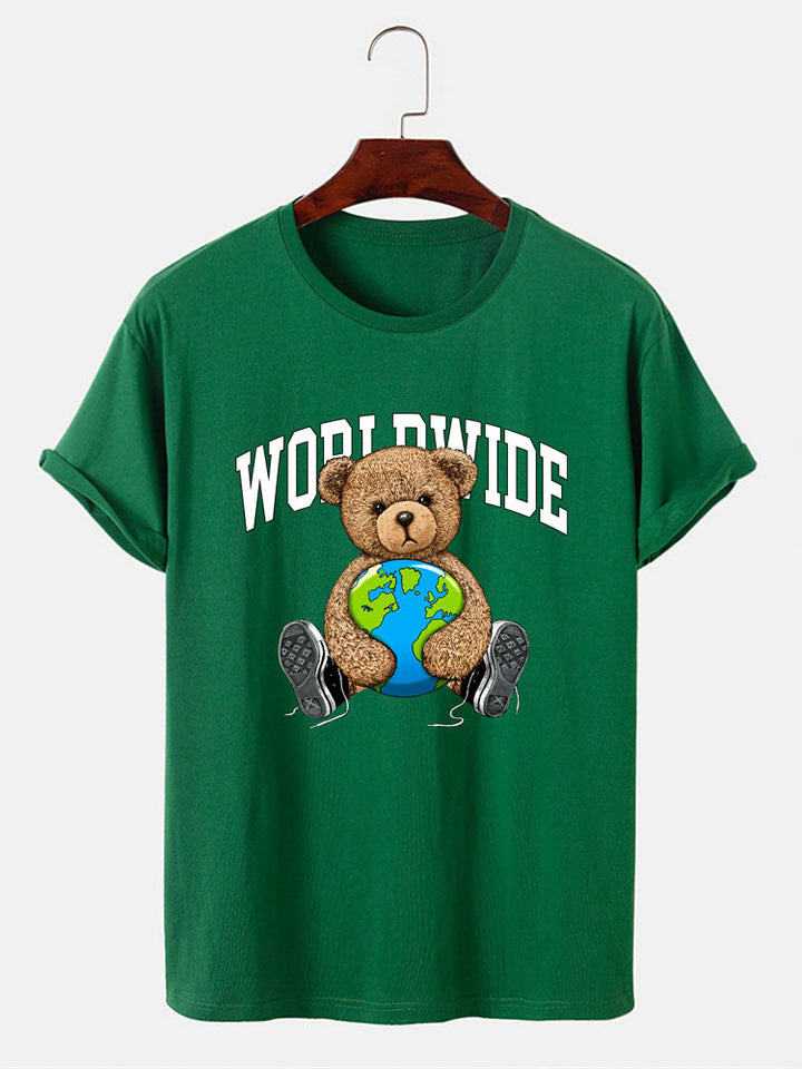 Wereldwijde Beer Print T-Shirt