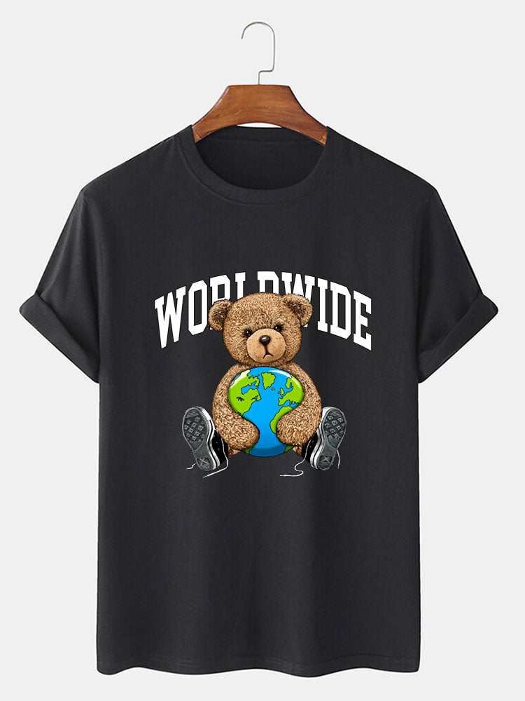 Wereldwijde Beer Print T-Shirt