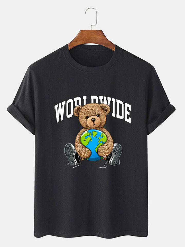 Wereldwijde Beer Print T-Shirt