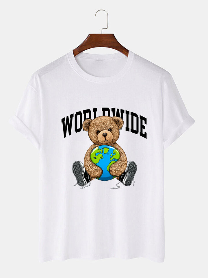 Wereldwijde Beer Print T-Shirt