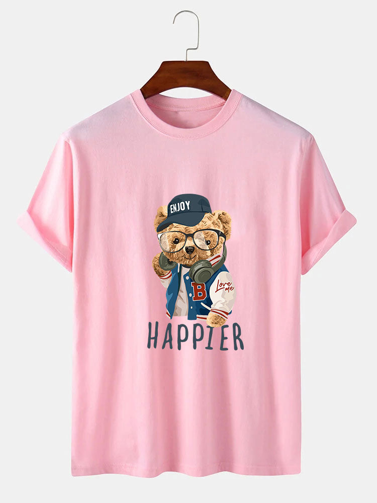Baseballjack T-shirt met Beren Slogan Print